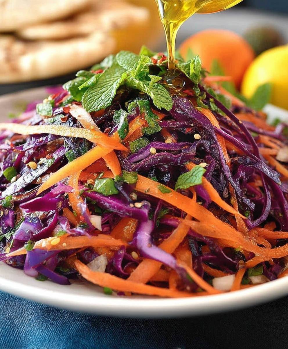 Red Cabbage Carrot Mint Salad