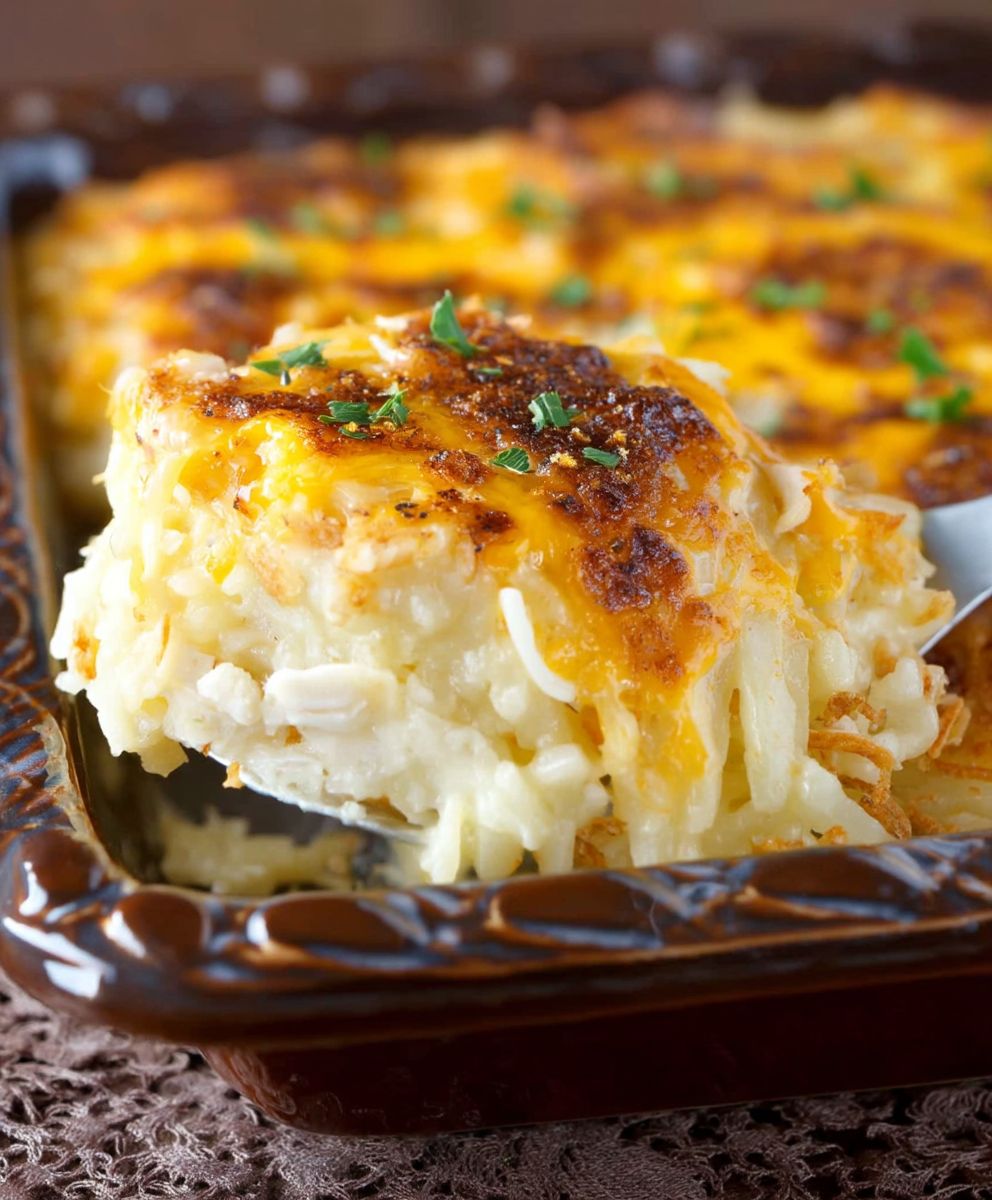Cheesy Chicken Hash Brown Bake