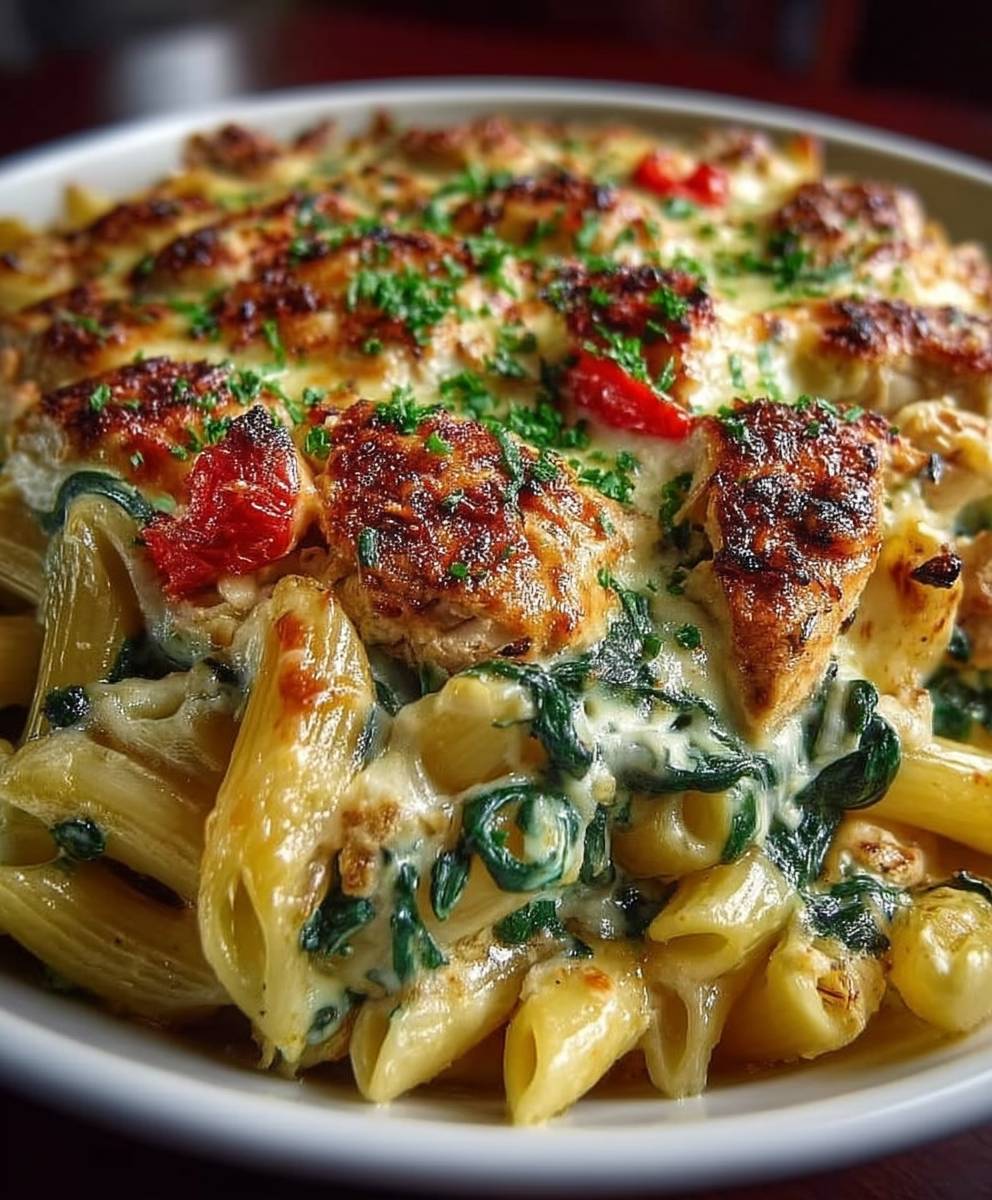Chicken spinach cheese pasta