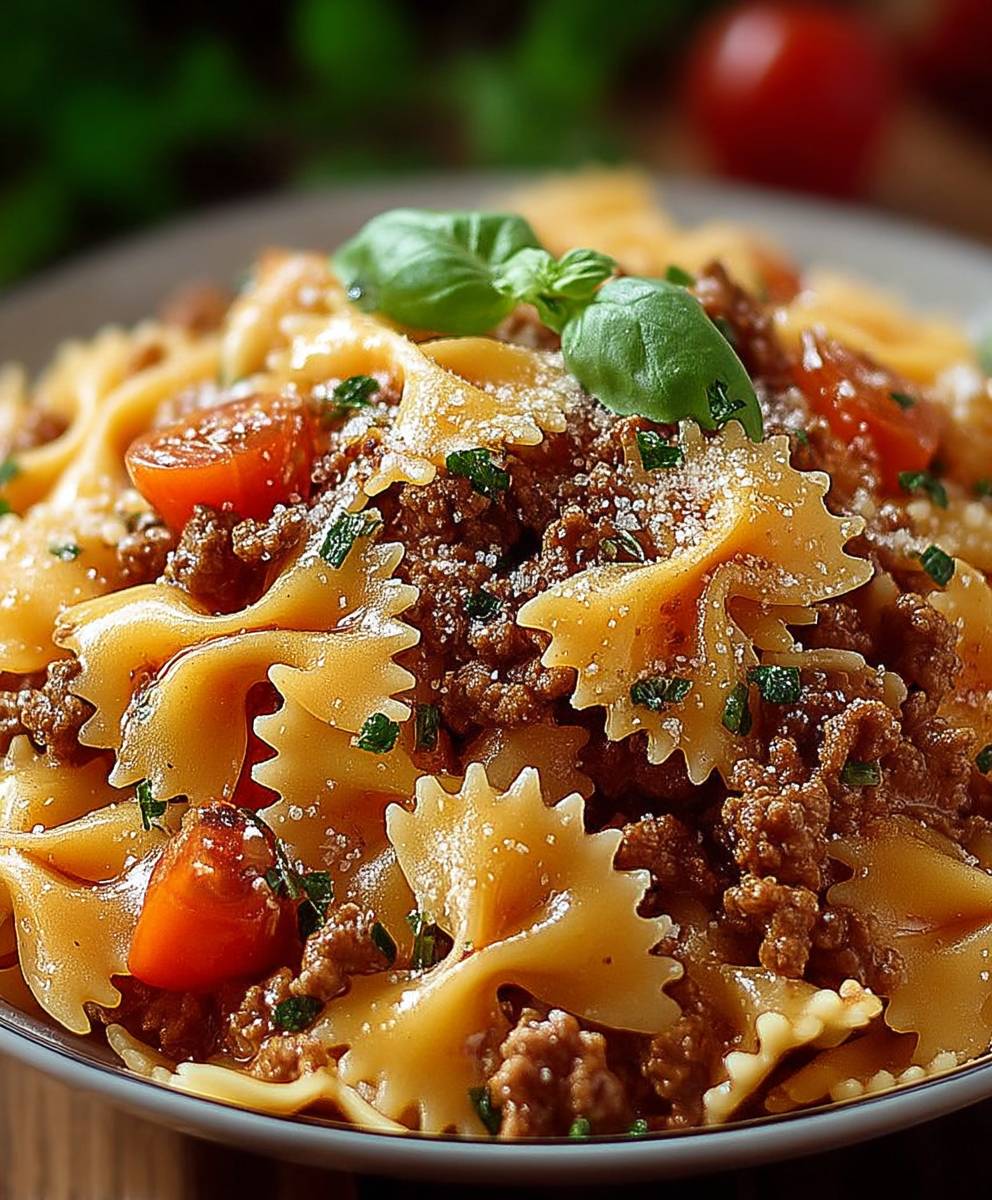 Bowtie pasta ground beef