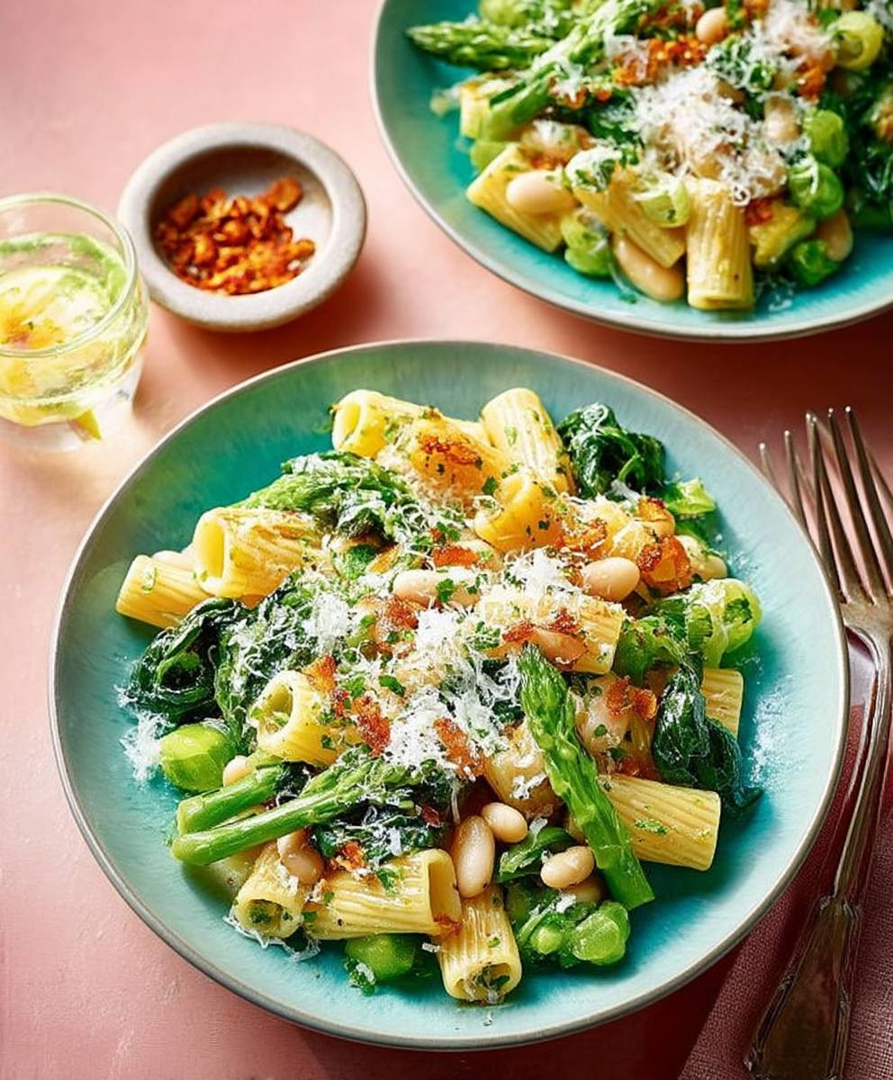 Spring greens rigatoni