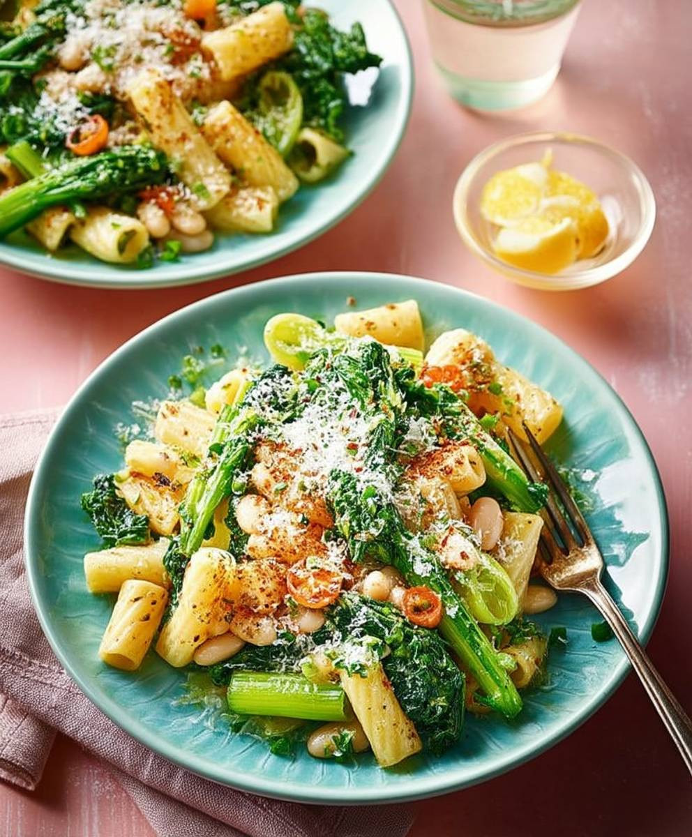 Spring greens rigatoni