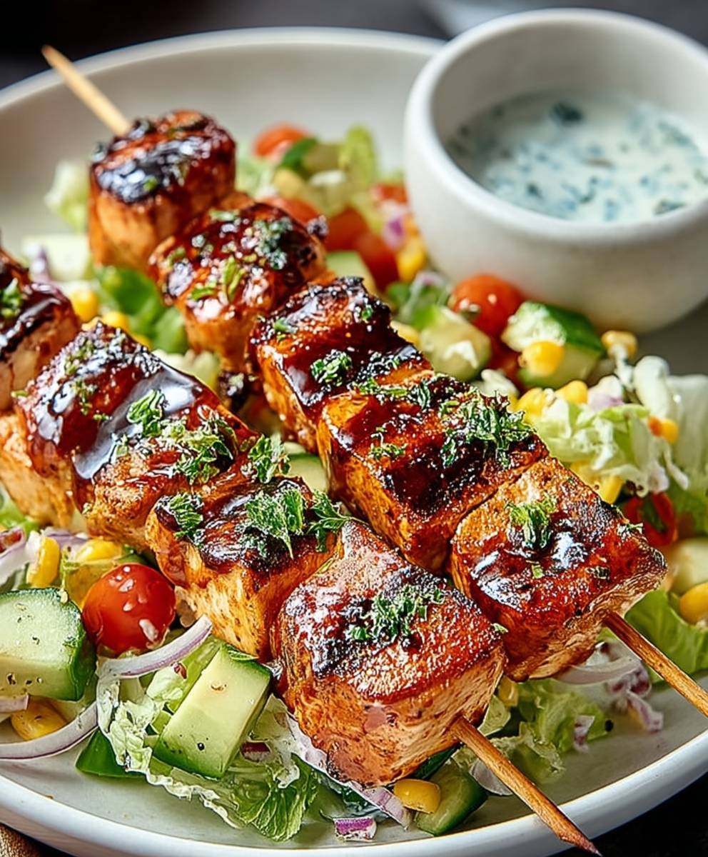 BBQ Chicken Skewer Salad
