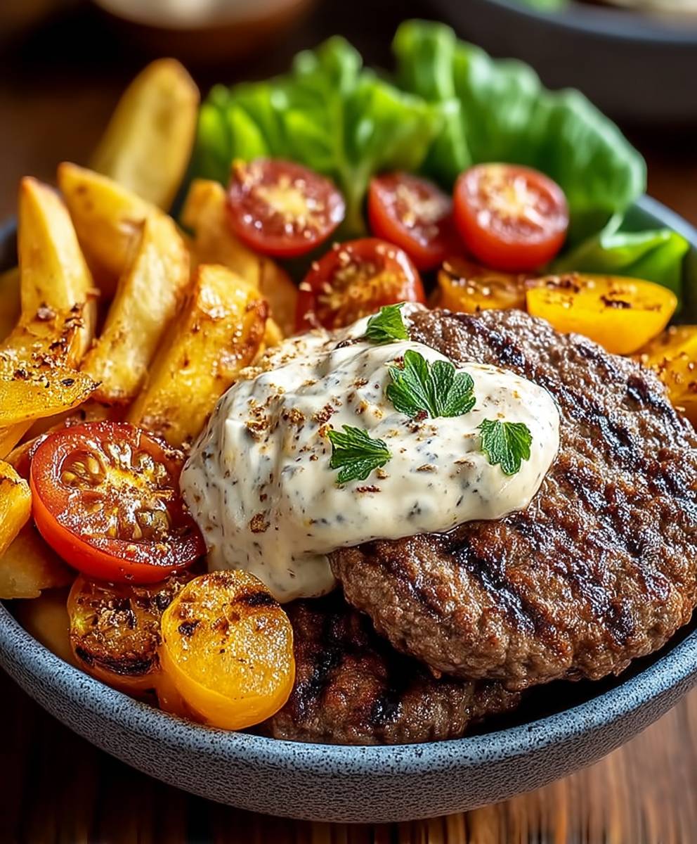 Burger Bowls Caramelized Onion
