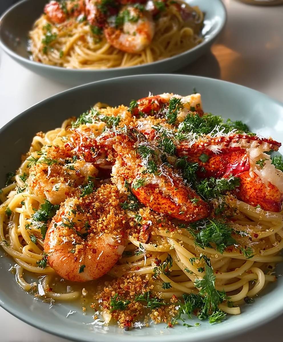 Lobster Spaghetti Chili Breadcrumbs