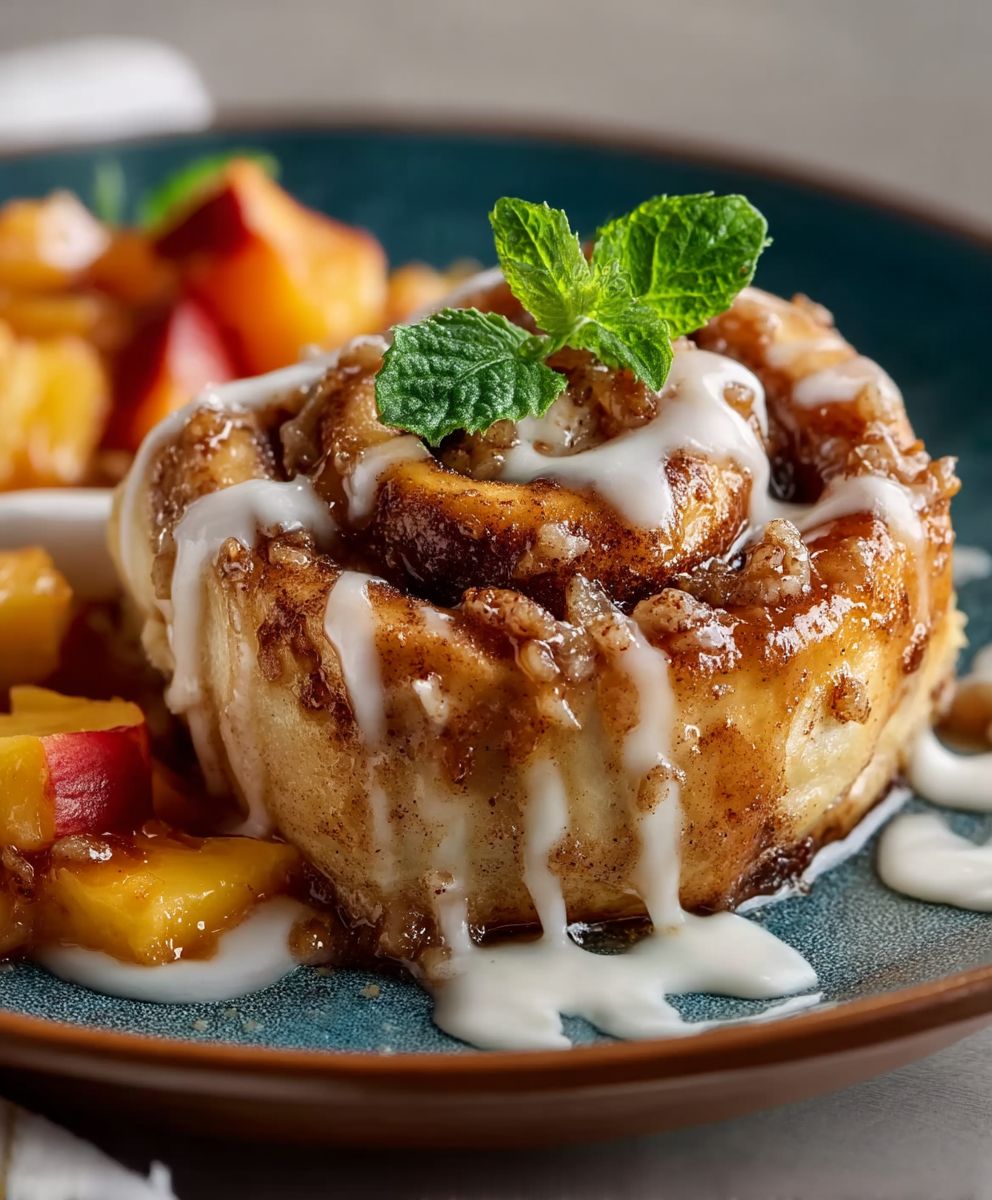 Peach Cobbler Cinnamon Rolls