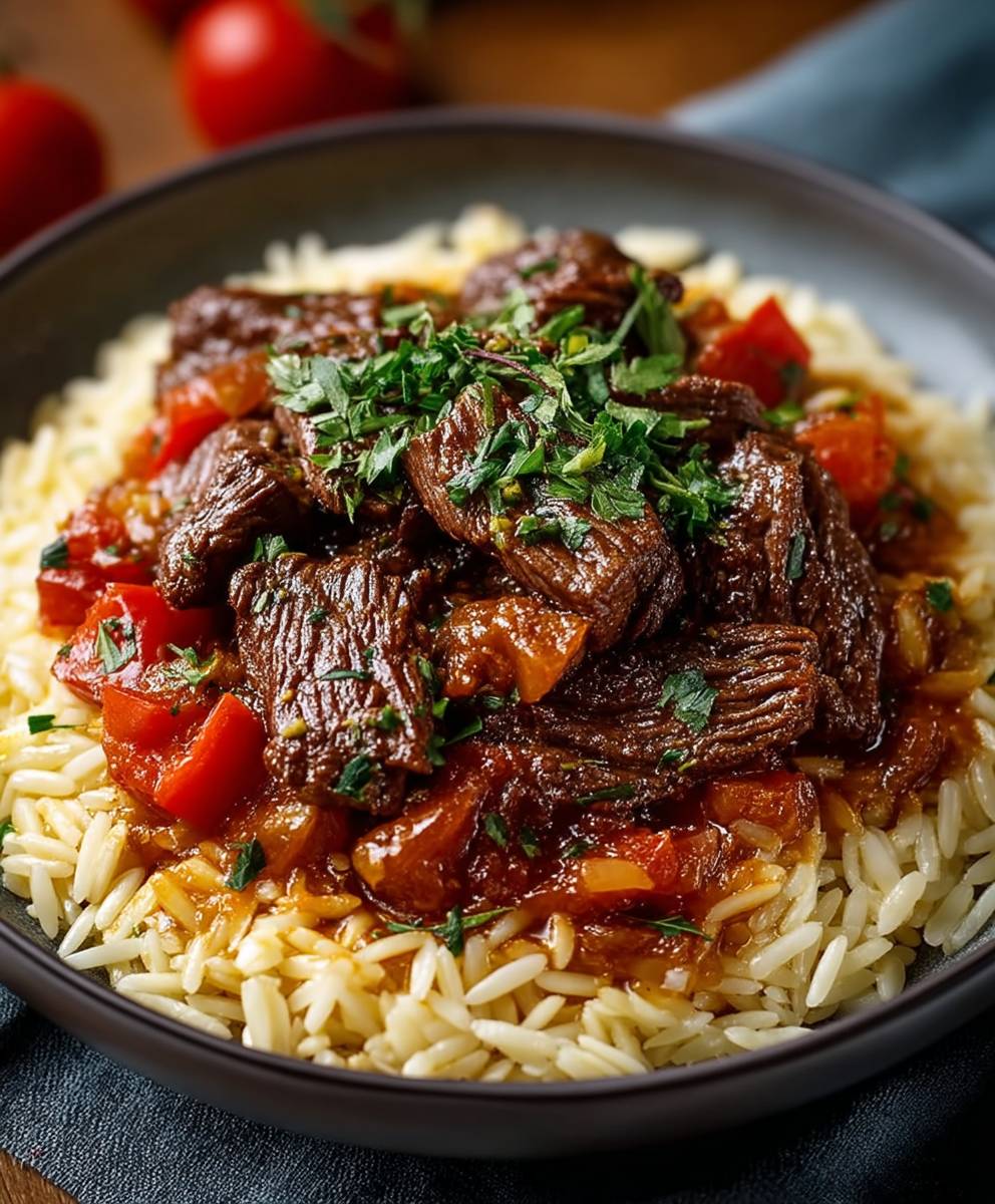 Greek Beef Risoni Giouvets