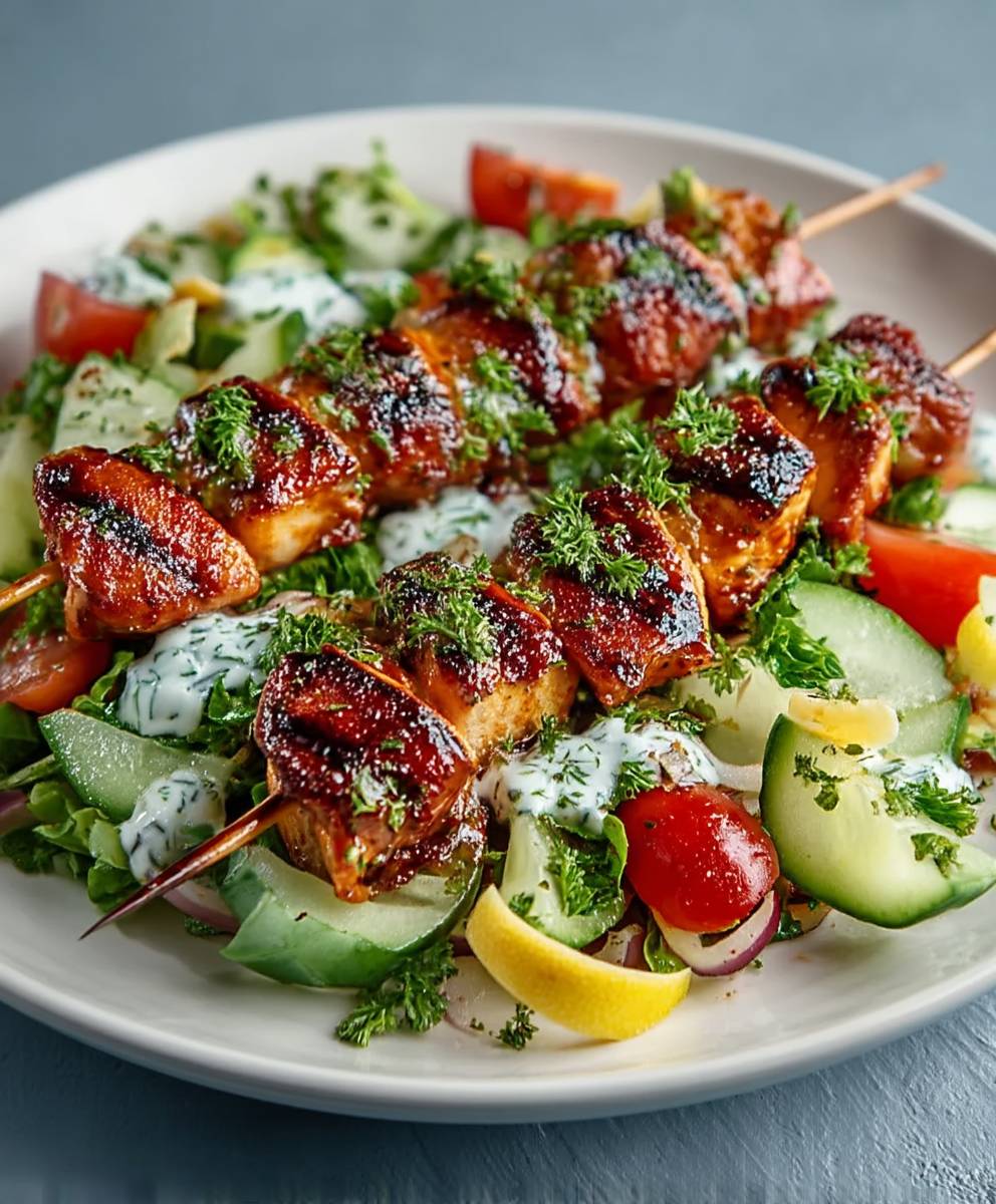 BBQ Chicken Skewer Salad