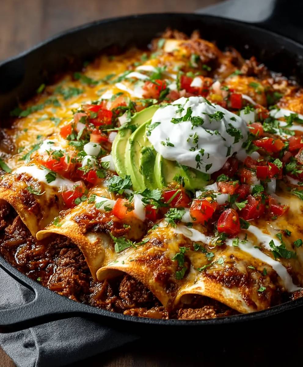 Beef Skillet Enchiladas