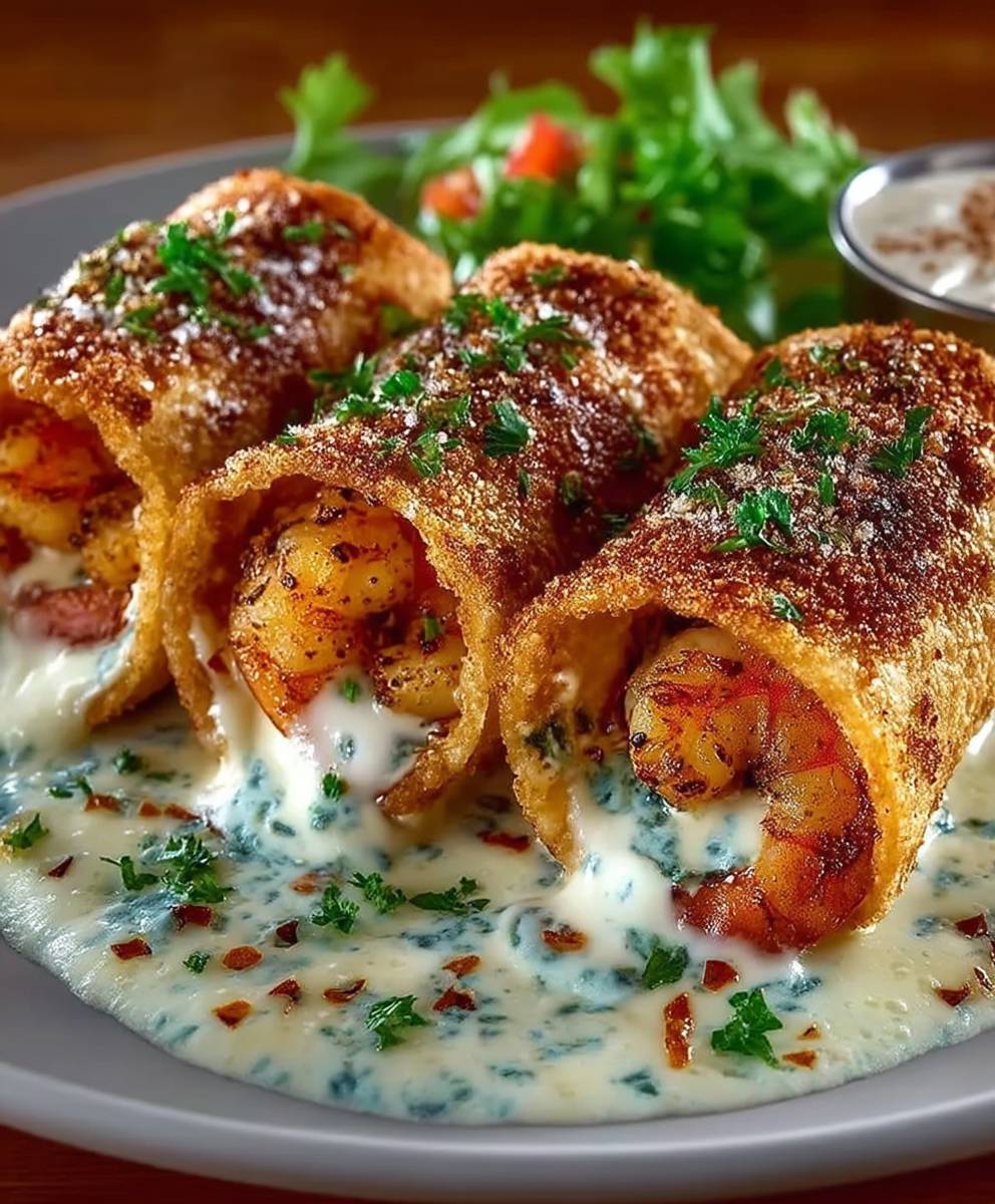 Shrimp Alfredo Burrito Bites