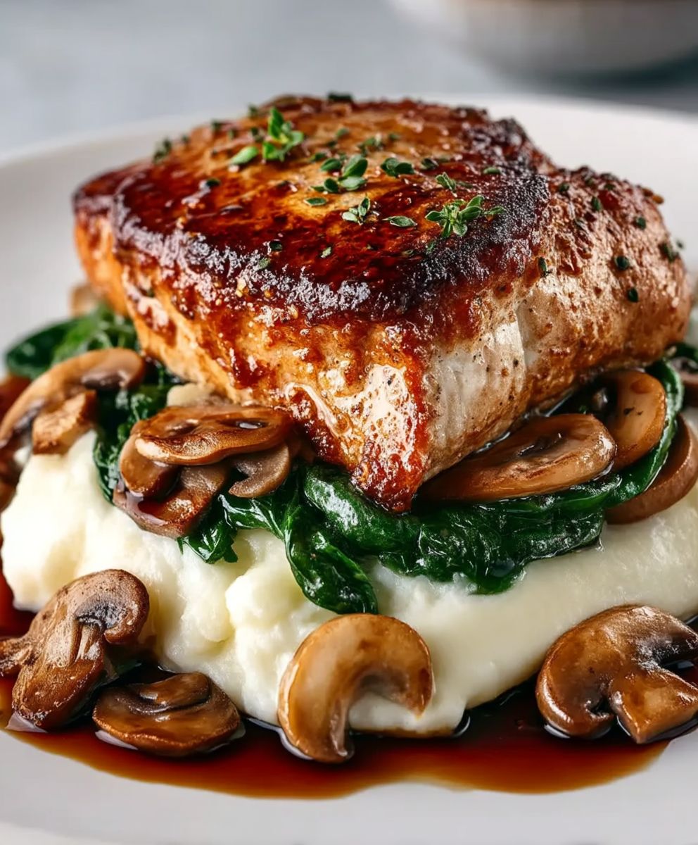 Mushroom stuffed chicken breast