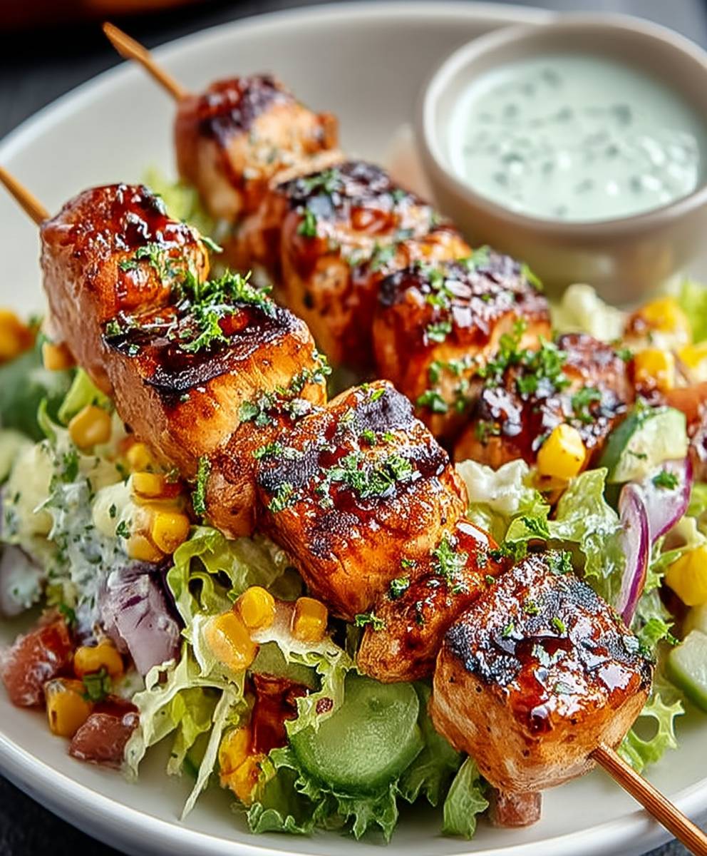 BBQ Chicken Skewer Salad
