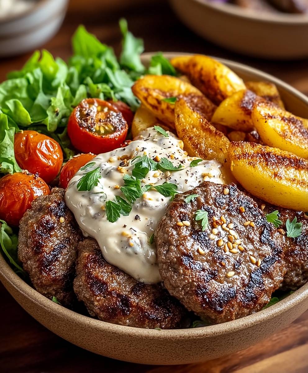 Burger Bowls Caramelized Onion