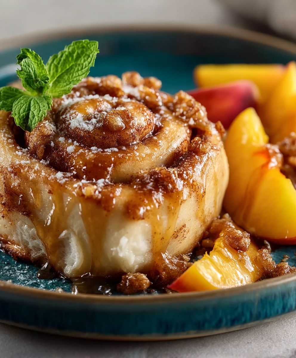 Peach Cobbler Cinnamon Rolls