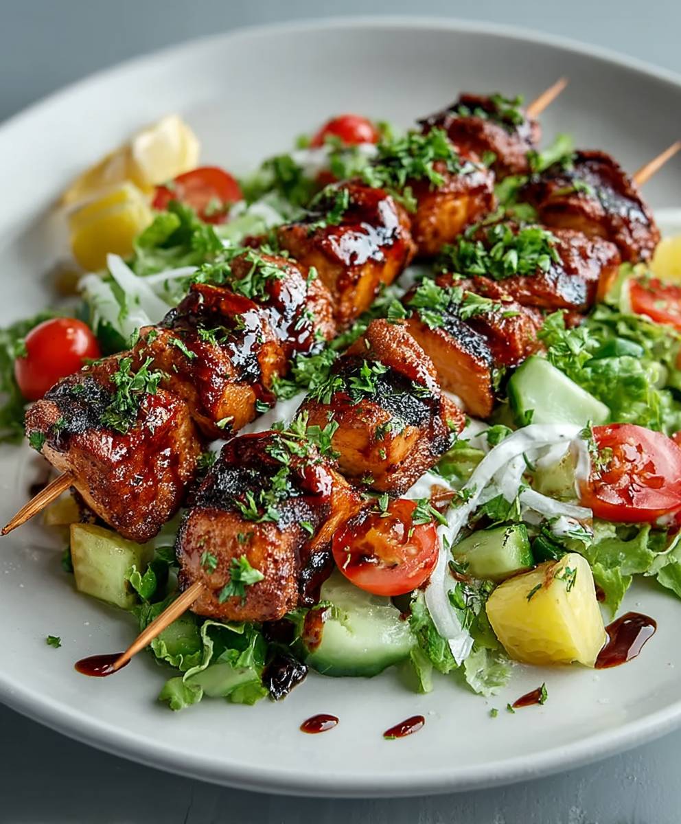 BBQ Chicken Skewer Salad