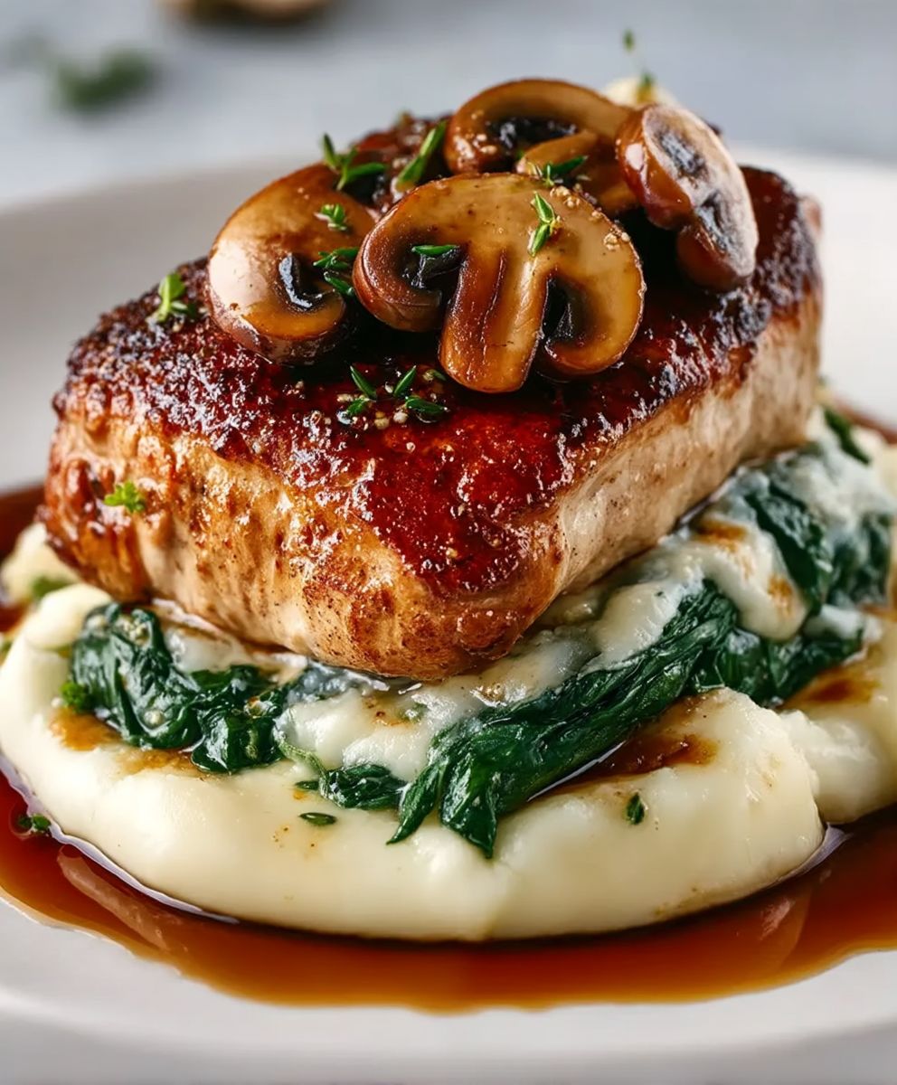 Mushroom stuffed chicken breast