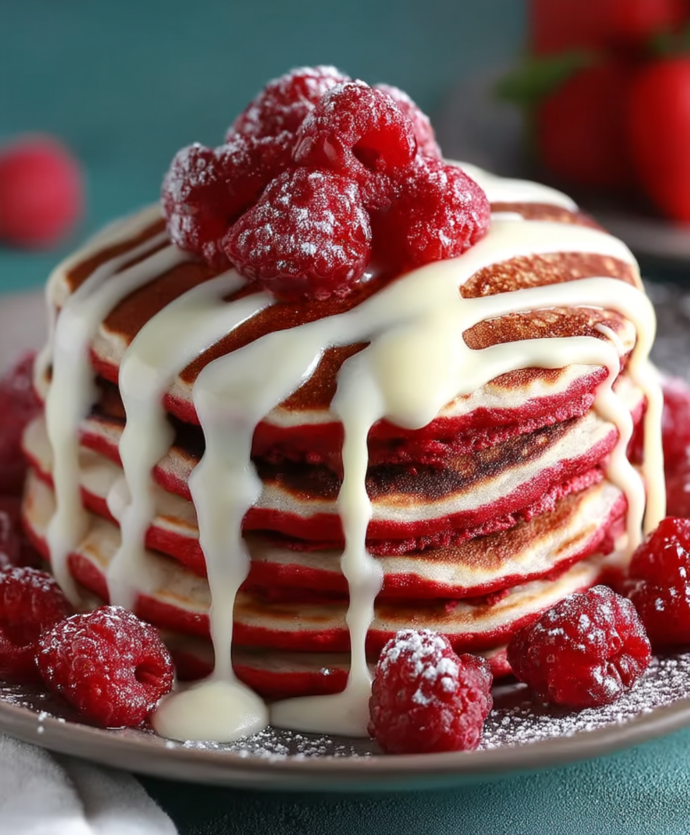 Red Velvet Cream Cheese Pancakes