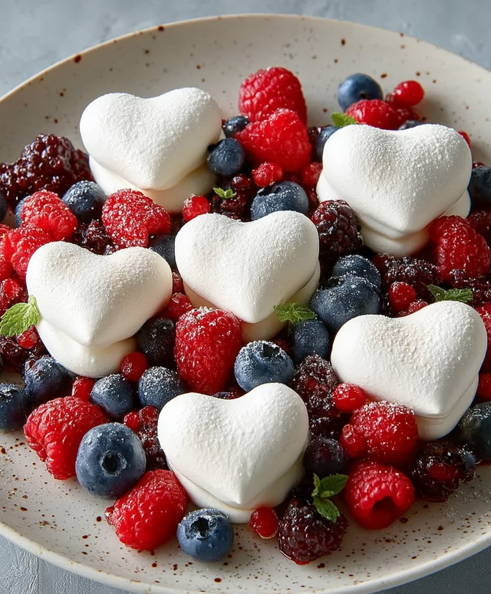 Heart Shaped Meringue Kisses
