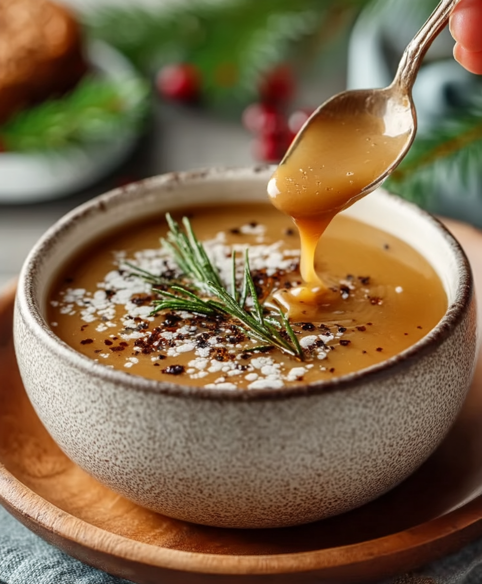 Thanksgiving gravy with drippings