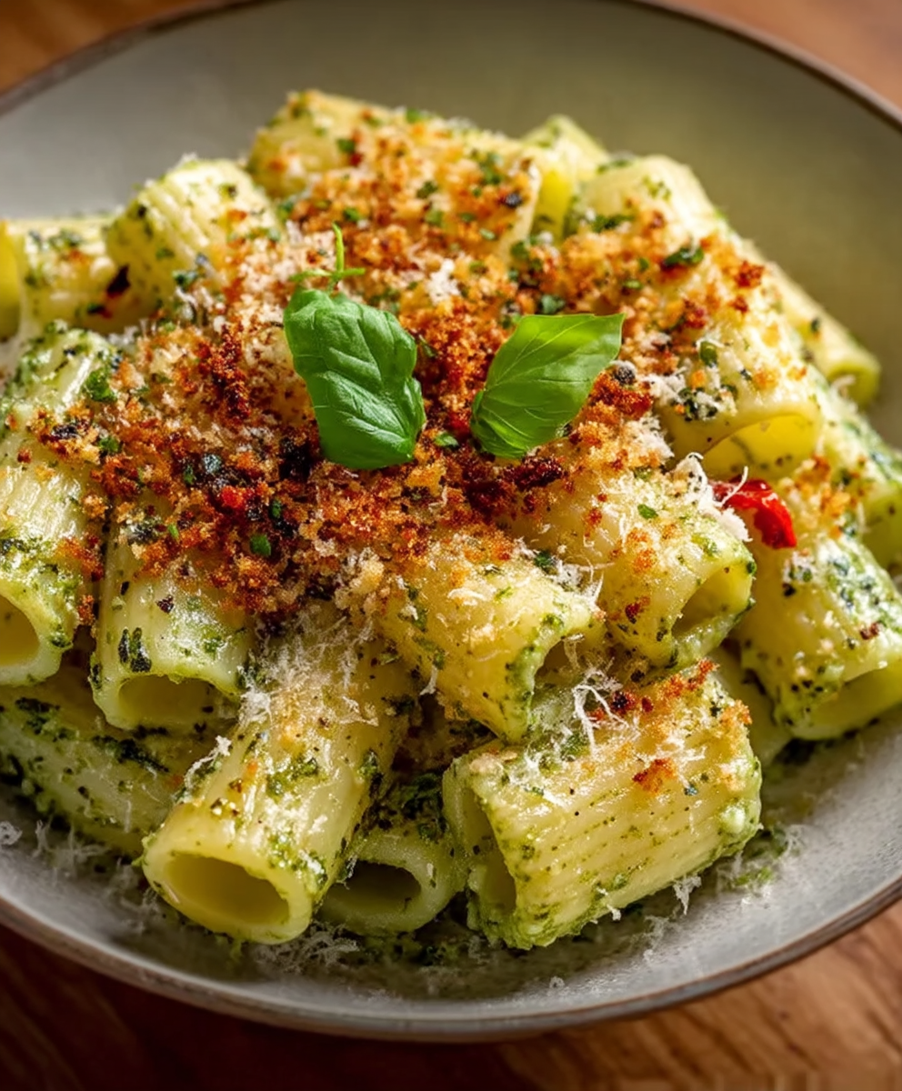 Creamy Pesto Rigatoni