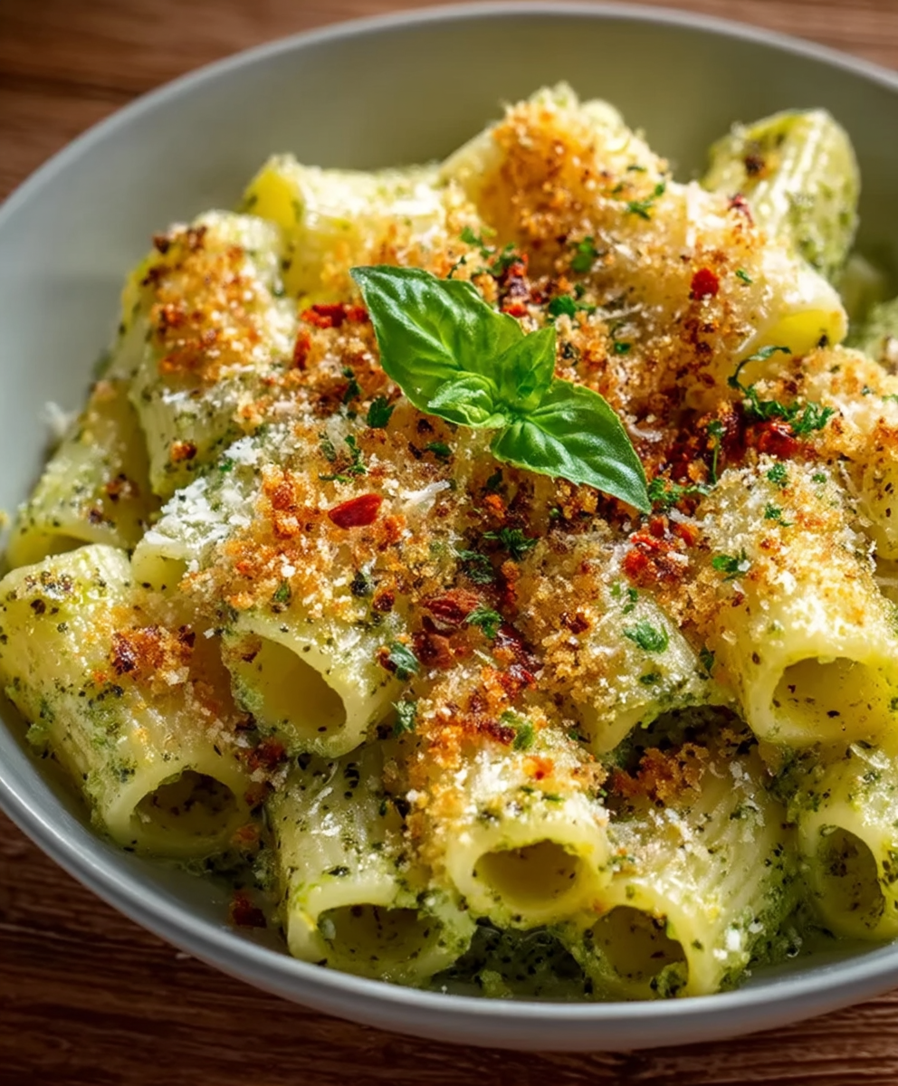 Creamy Pesto Rigatoni