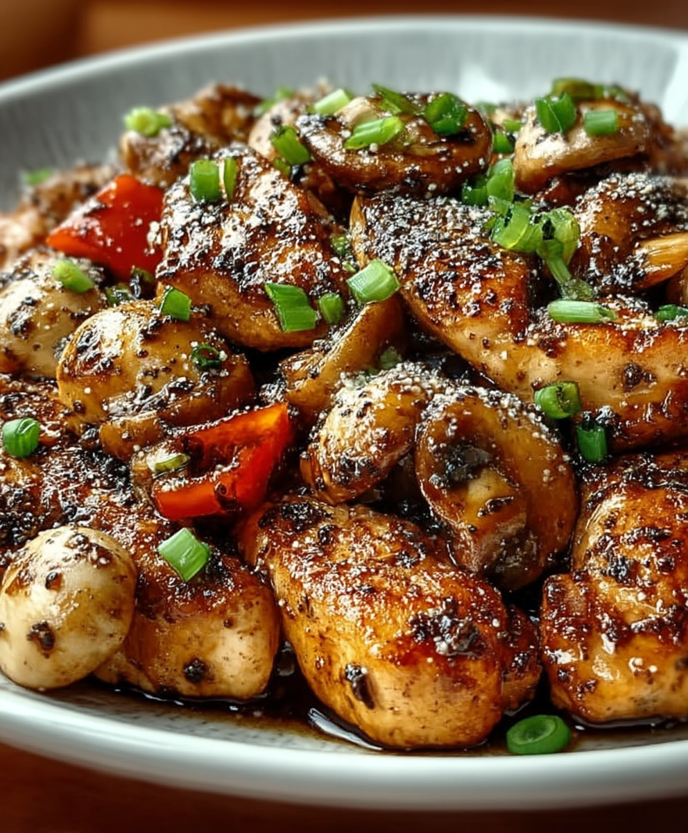 Black Pepper Chicken Mushrooms