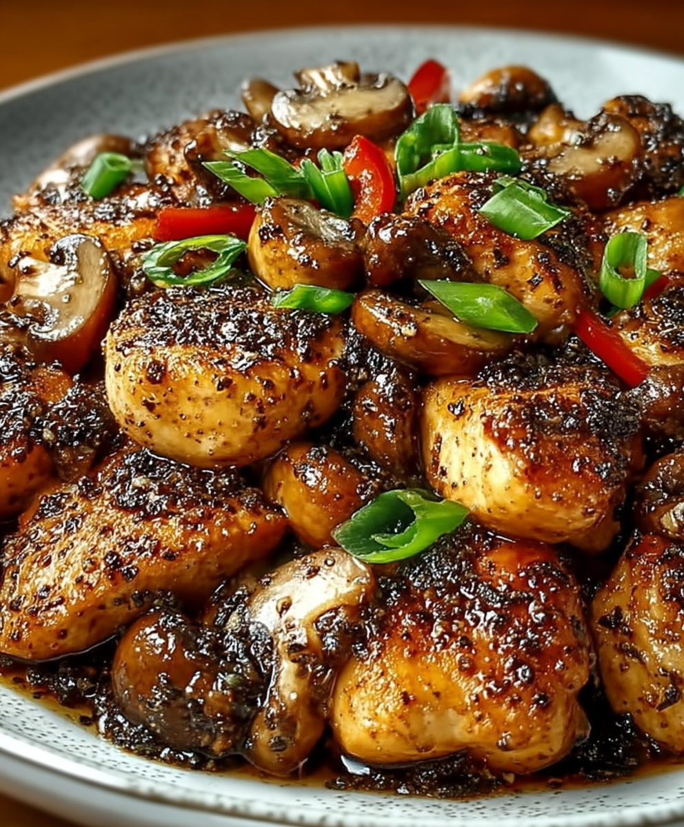 Black Pepper Chicken Mushrooms