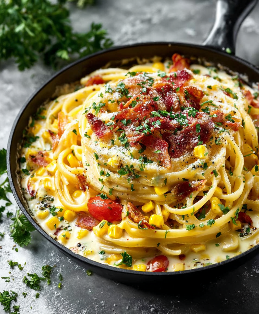 Creamy Corn Pasta Bacon