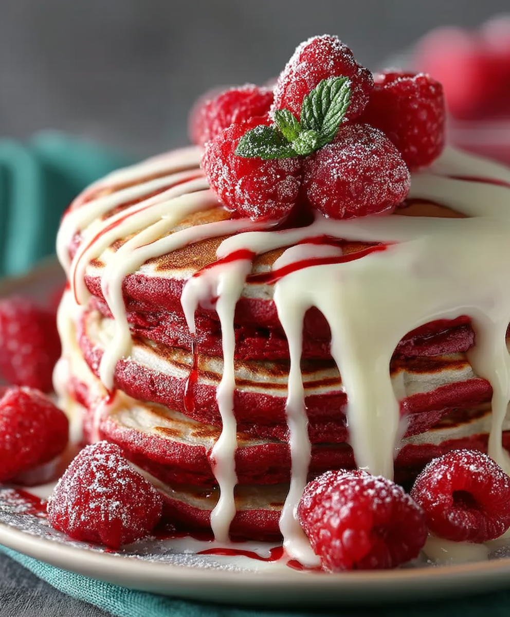 Red Velvet Cream Cheese Pancakes