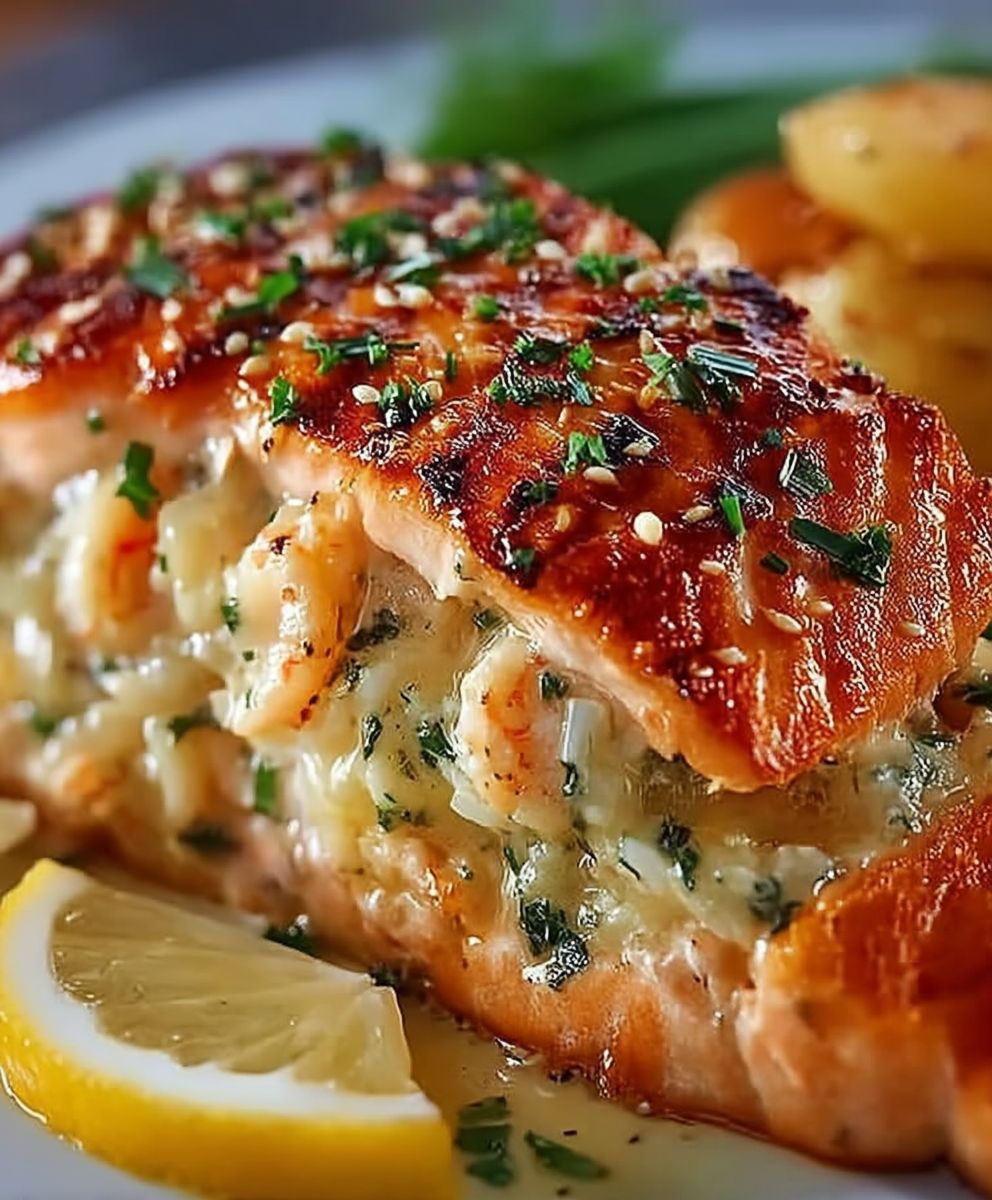 Crab Shrimp Stuffed Salmon