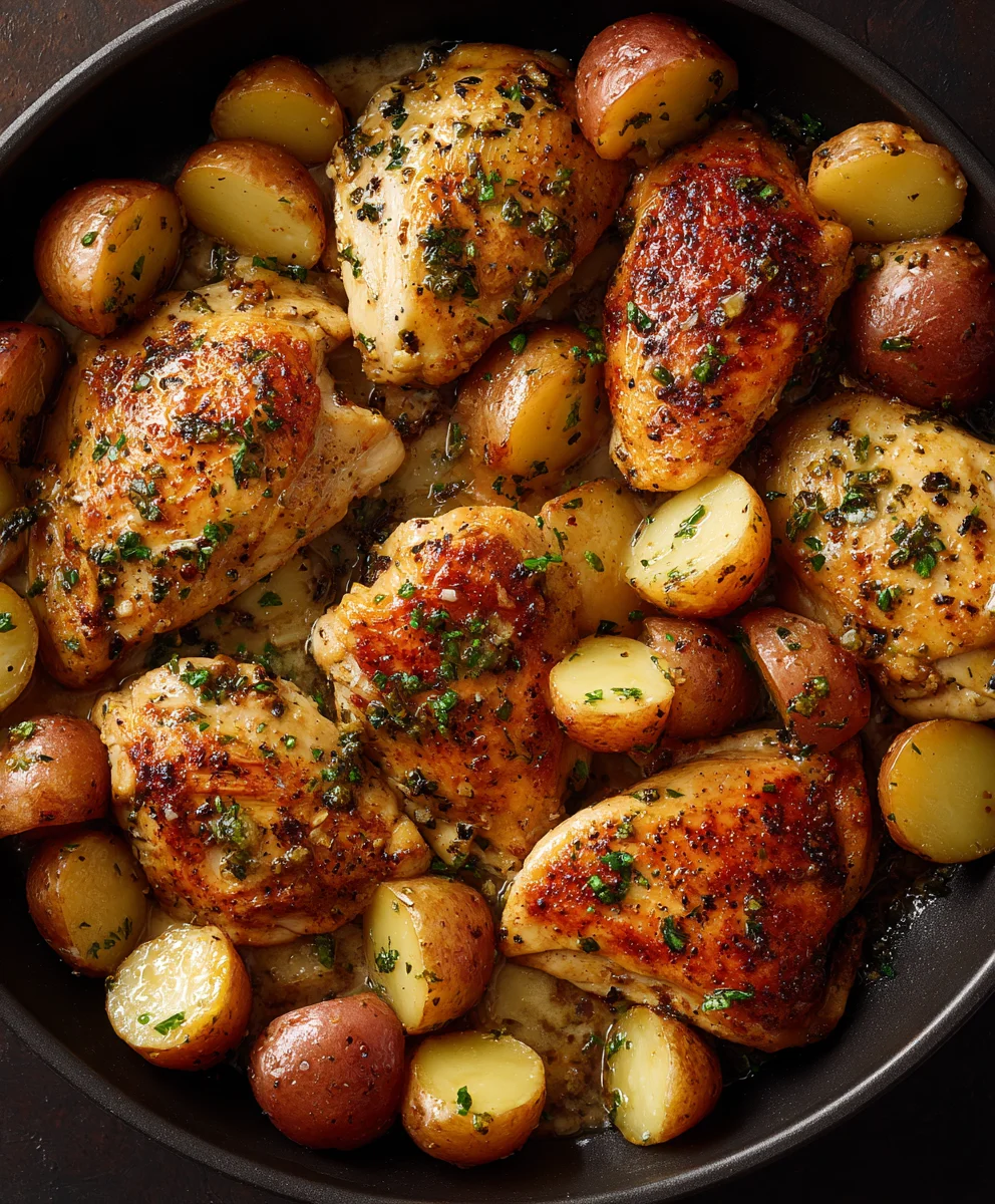 One-Pan Garlic Butter Chicken & Potatoes Skillet
