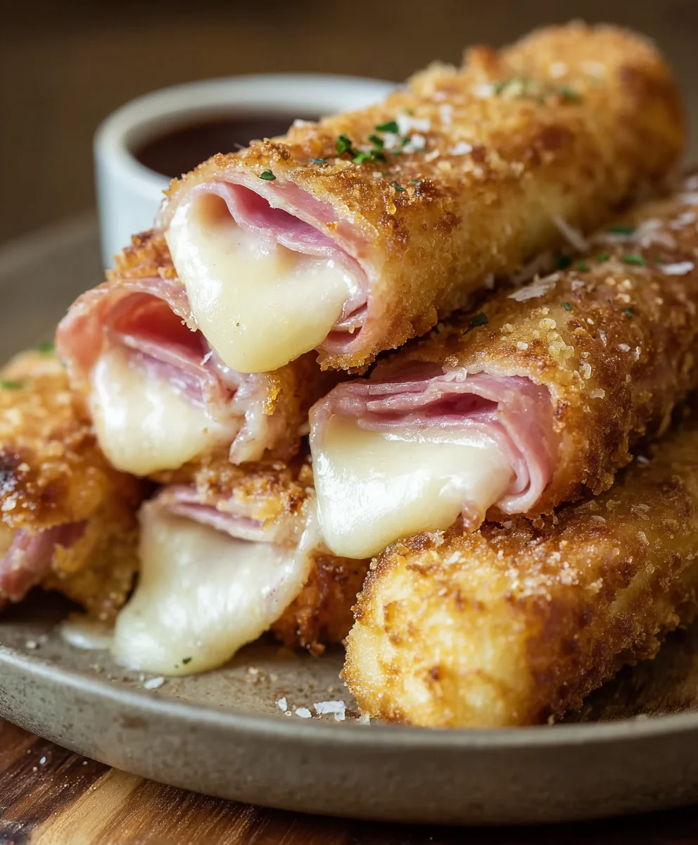 Easy Baked Beef Ham & Gooey Mozzarella Cheese Sticks