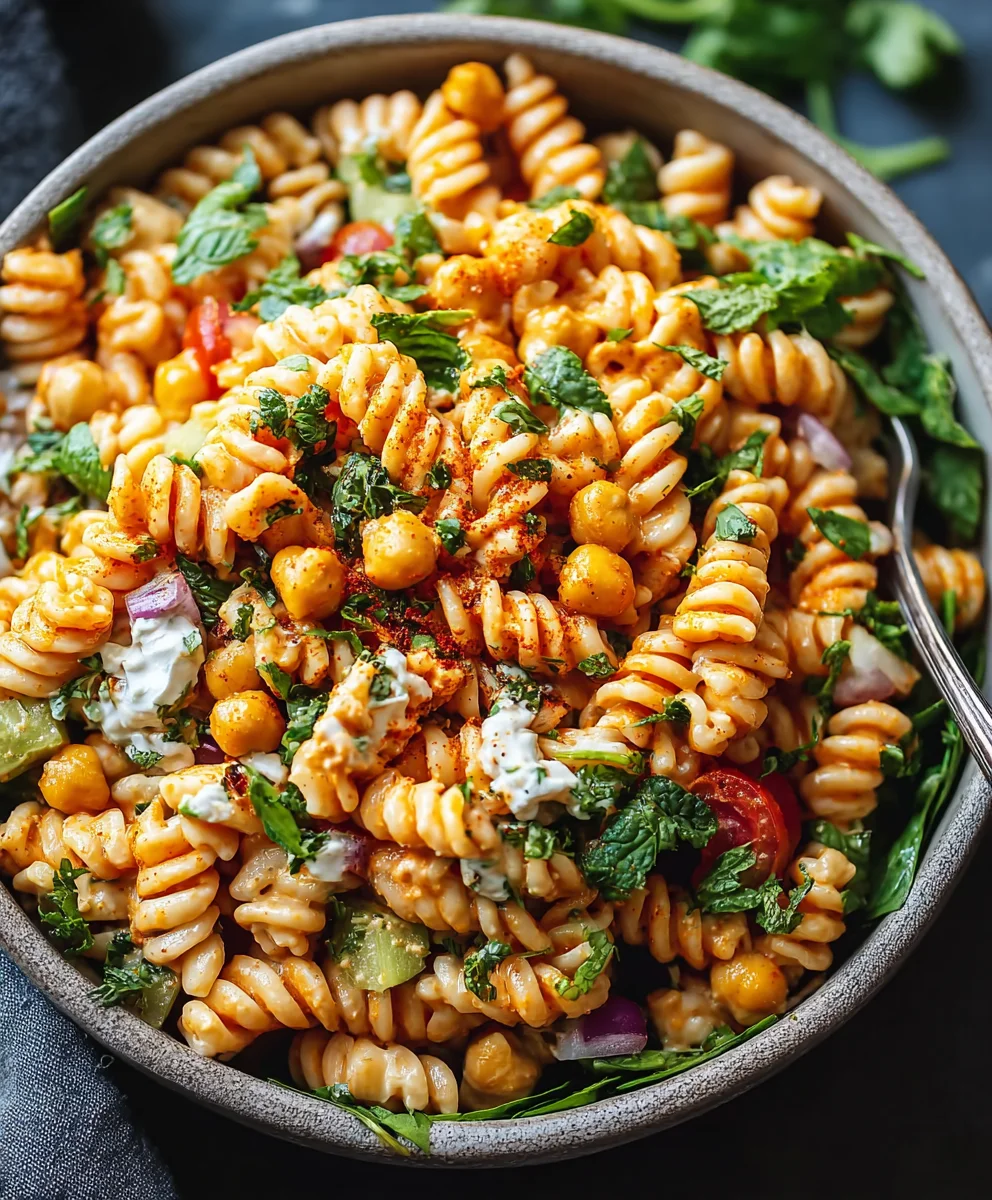 Buffalo Chickpea Pasta Salad: Zesty & Creamy Vegan Delight!