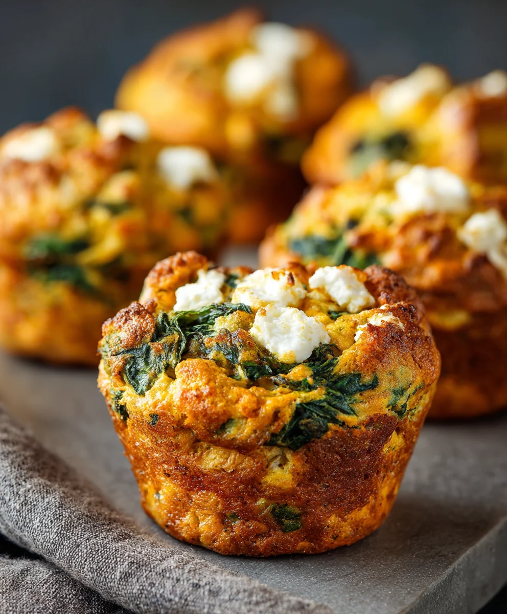 Healthy Savory Pumpkin Spinach Feta Muffins Recipe