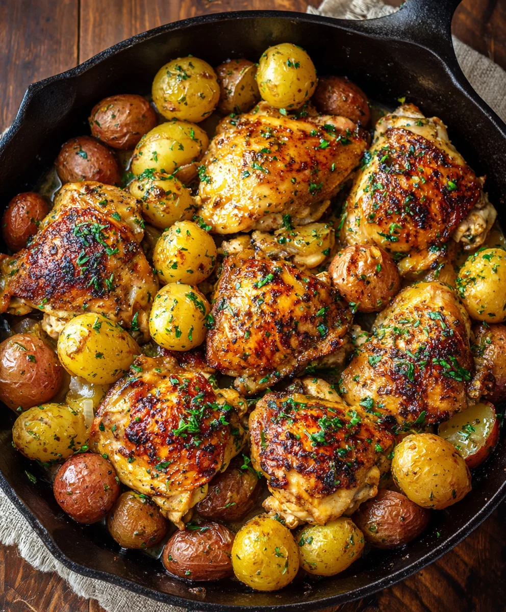 Easy One-Pan Garlic Butter Chicken & Potatoes Skillet