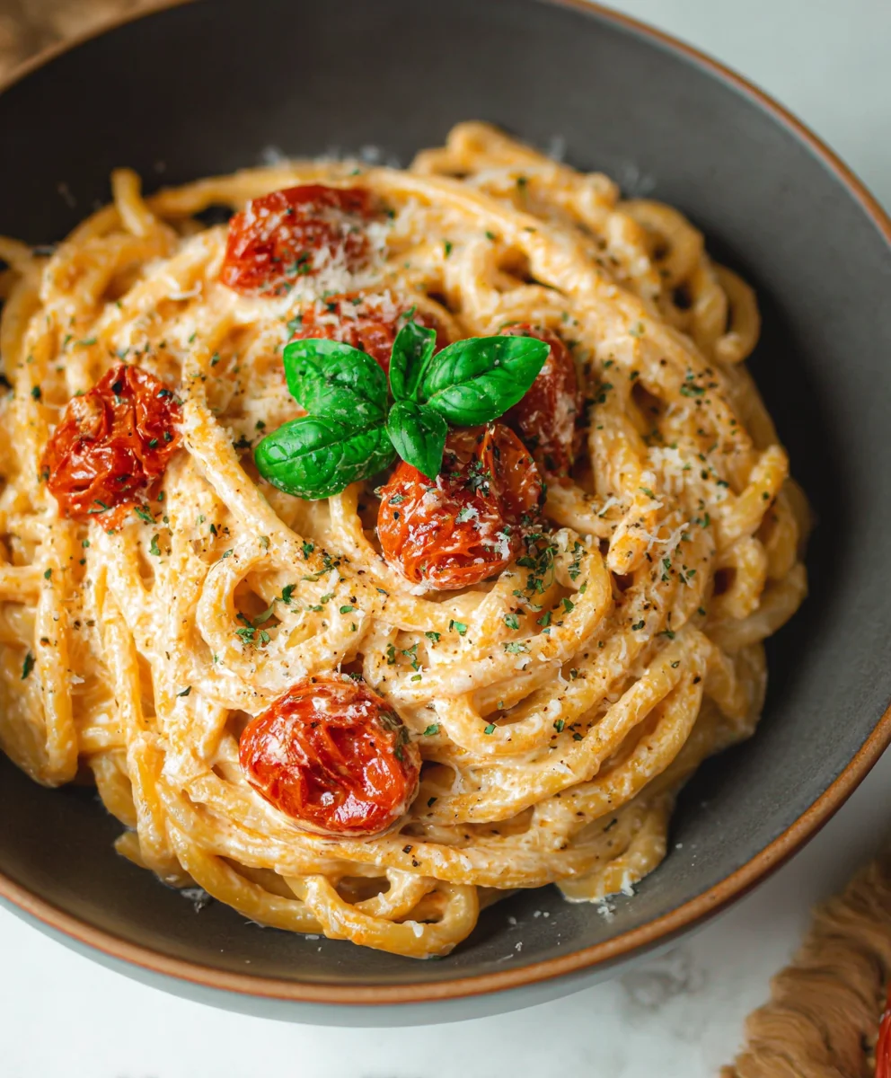 Creamy Roasted Tomato Garlic Ricotta Pasta
