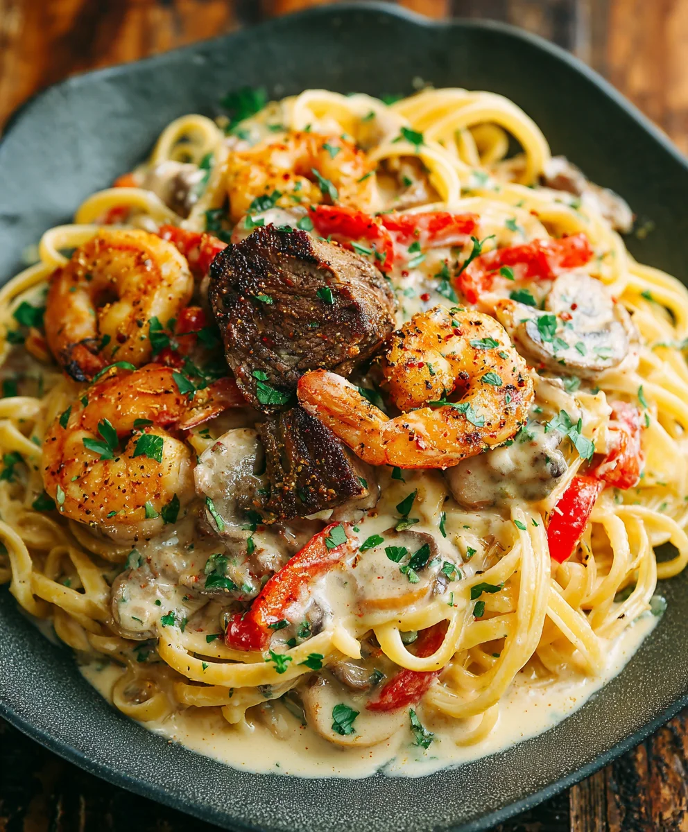 Best Cajun Shrimp Steak Alfredo Pasta: Flavorful & Easy