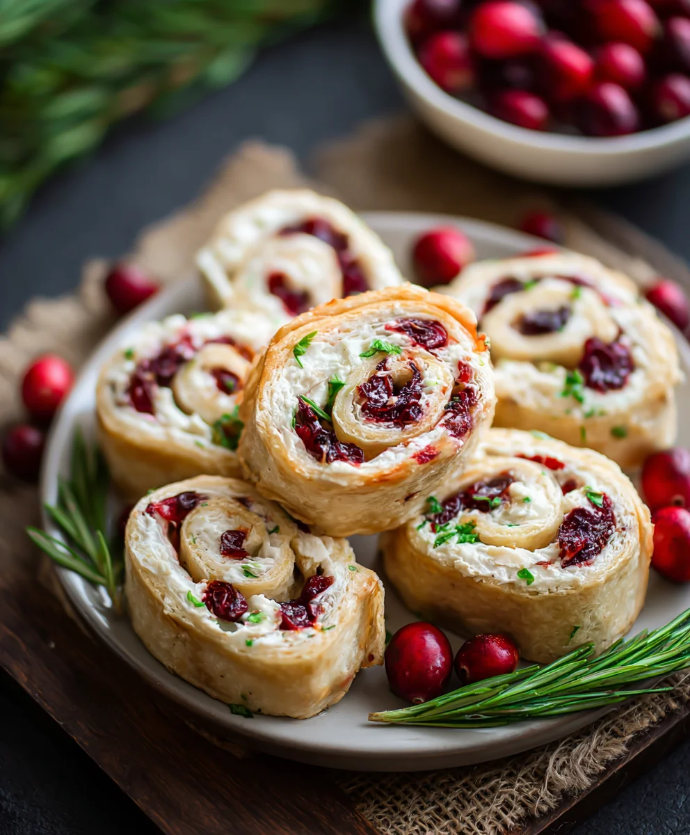 Savory Christmas Cranberry Roll Ups: Easy Holiday Party Bites!