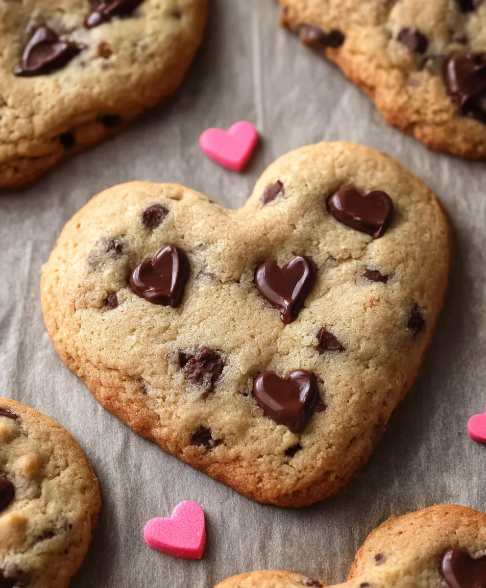 Delicious, Easy Heart Shaped Chocolate Chip Cookies