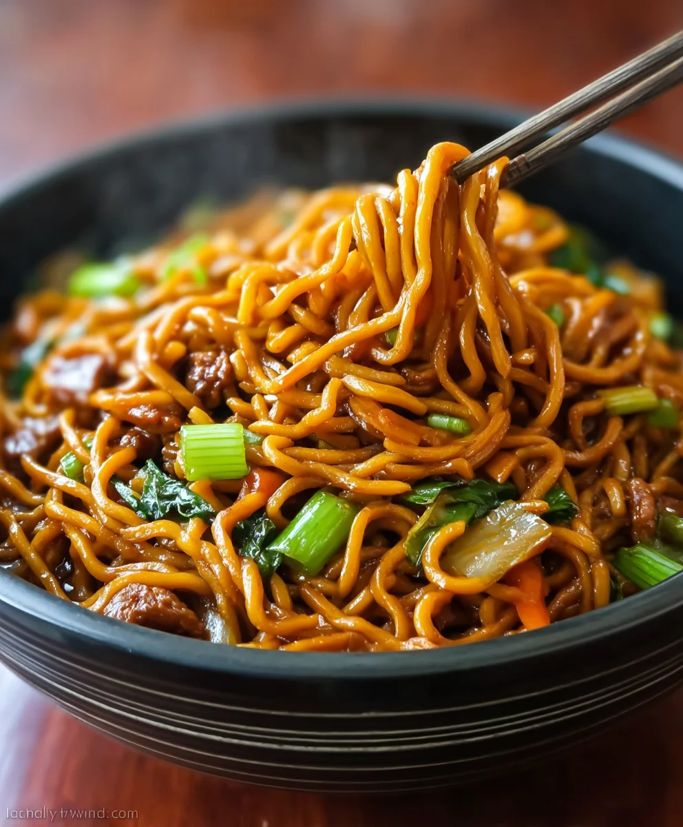 Shanghai Fried Noodles: Savory Beef & Noodle Delight