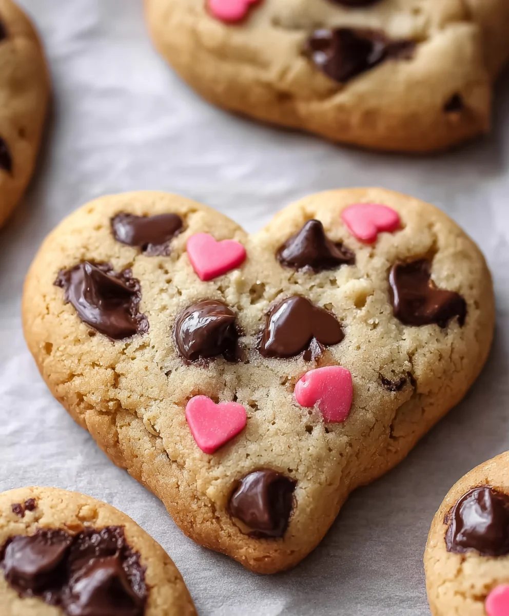 Delicious, Easy Heart Shaped Chocolate Chip Cookies