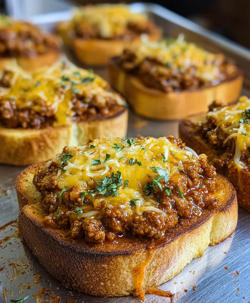 Easy Cheesy Sloppy Joe Garlic Toast: Family Favorite Meal!