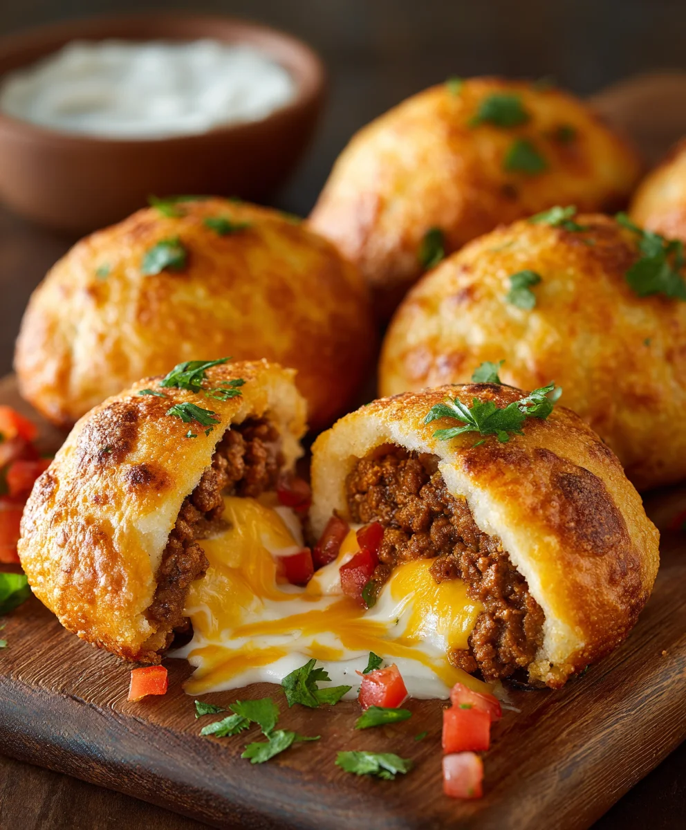 Air Fryer Cheesy Taco Bombs: Quick & Easy Beef Snack!
