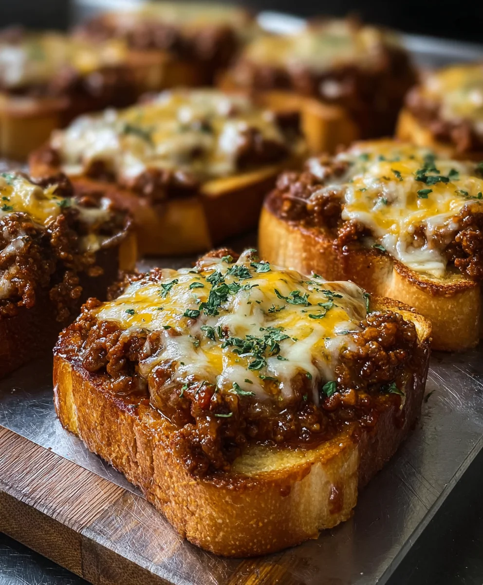 Easy Cheesy Sloppy Joe Garlic Toast: Family Favorite Meal!