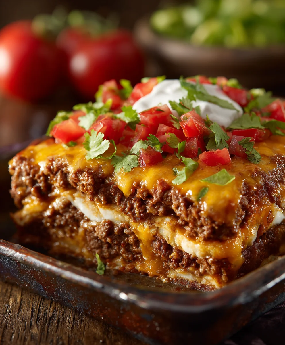 Layered Beef Taco Bake: Easy Family Dinner Recipe