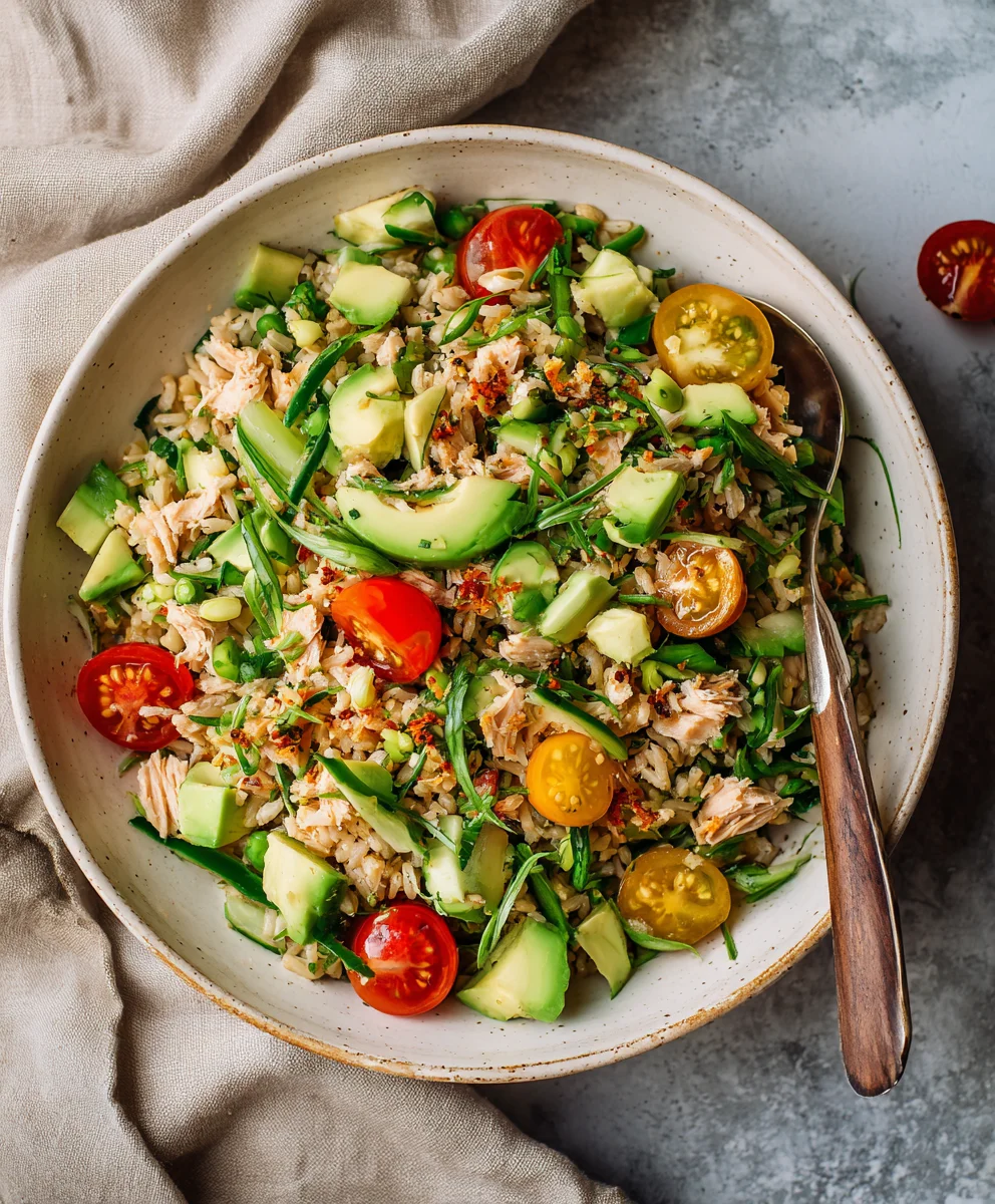 Crispy Tuna Avocado Rice Salad: Quick, Fresh & Flavorful