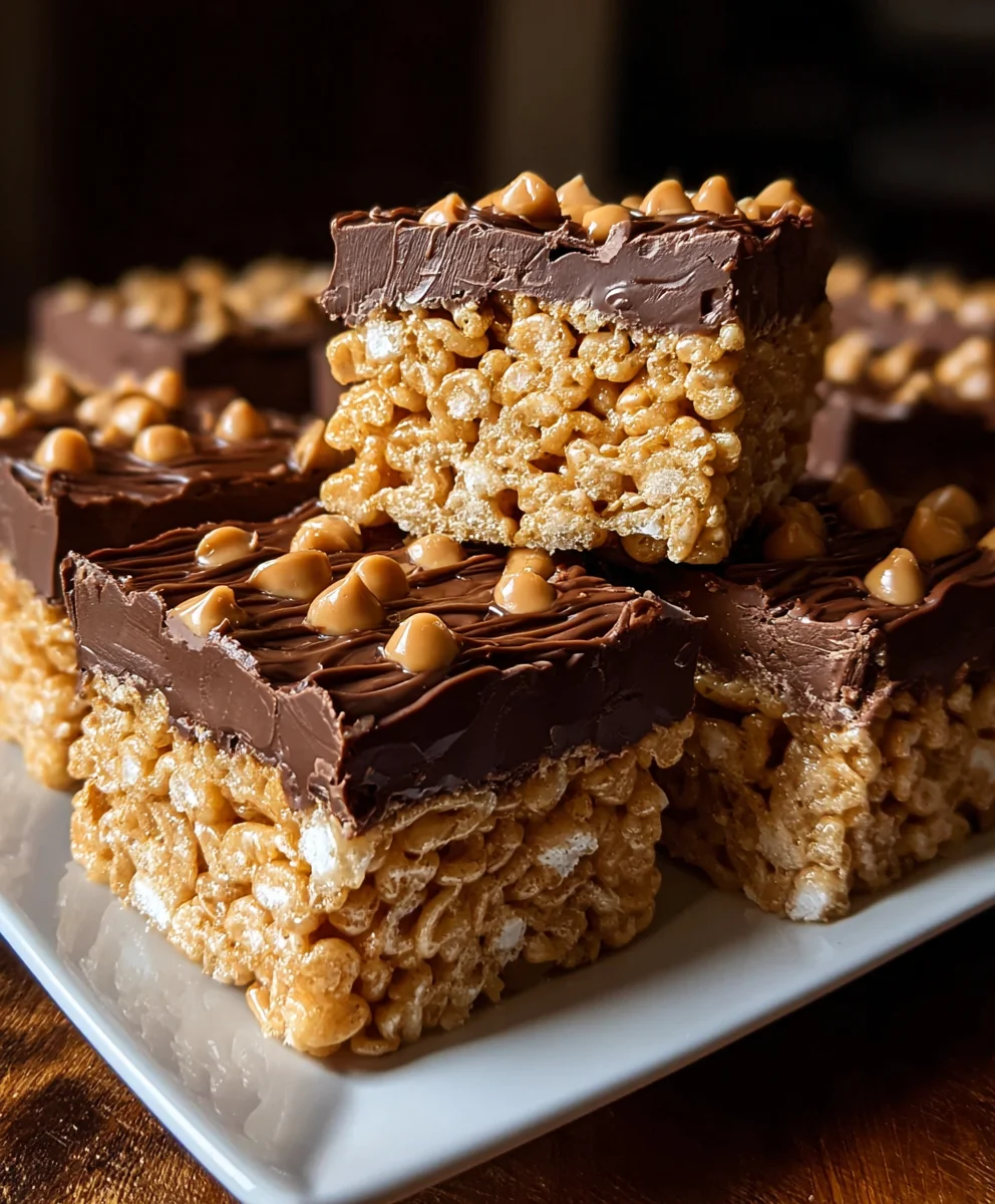 Decadent Chocolate Peanut Butter Rice Krispie Treats!