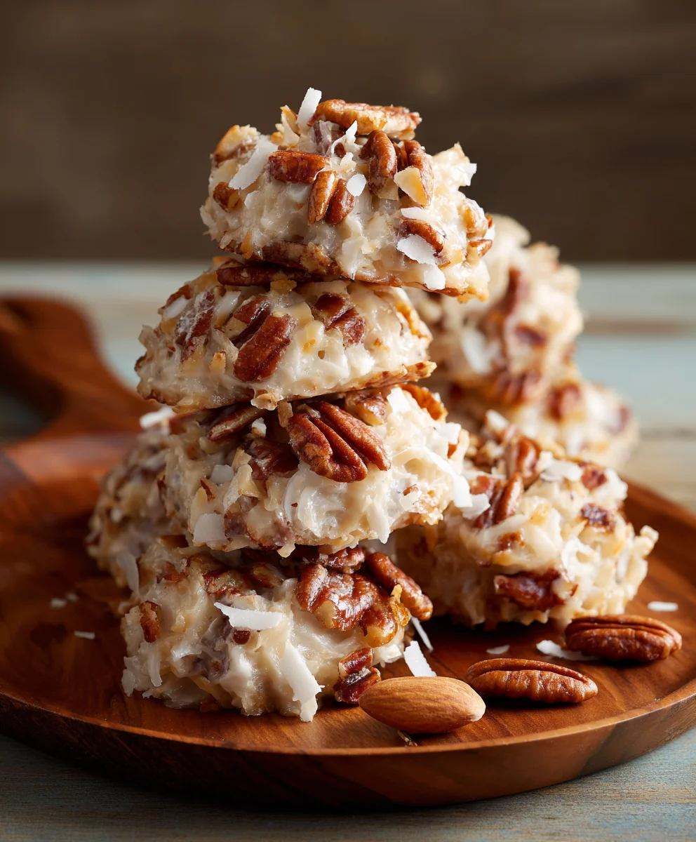 Irresistible No Bake Coconut Pecan Praline Cookies