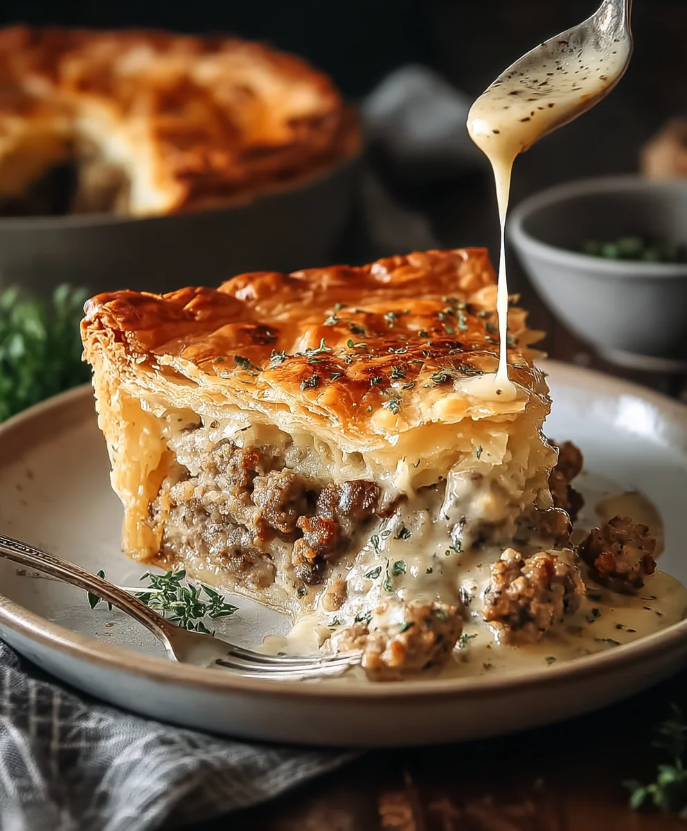 Hearty Beef Sausage Gravy Puff Pie: Ultimate Comfort Food!