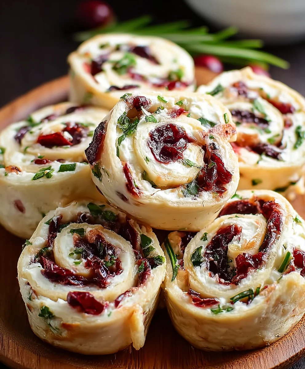 Easy & Festive Christmas Cranberry Feta Pinwheels!